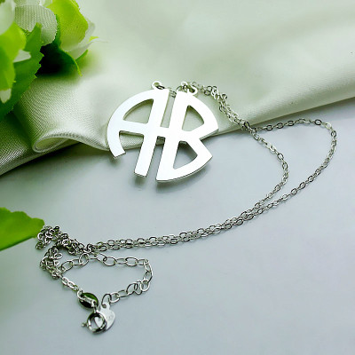 Personalised Necklaces - Two Initial Block Monogram Pendant Necklace