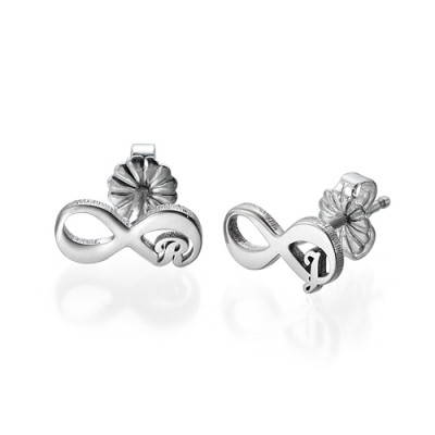 Infinity Stud Earrings with Initial