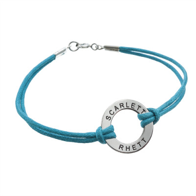 Leather Style Cord Engraved Personalised Bracelet