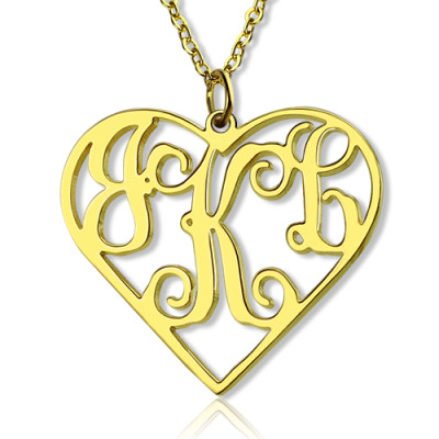 Heart Necklace - Initial Monogram -Single Hook