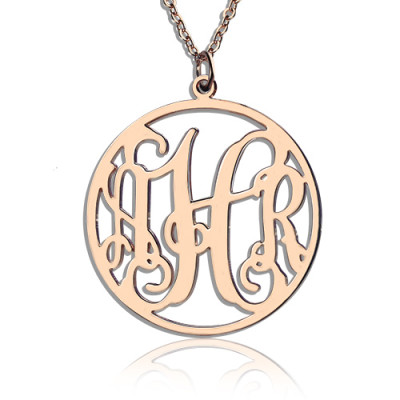 Personalised Necklaces - Circle Initial Monogram Necklace Rose