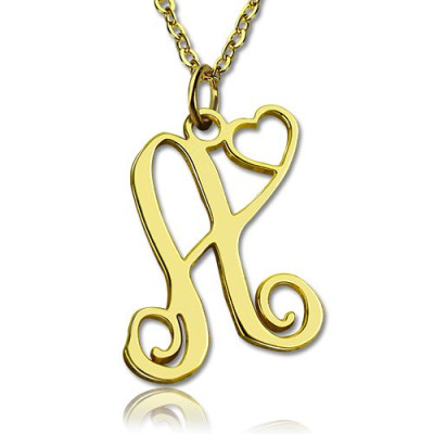 Heart Necklace - Single Letter Monogram