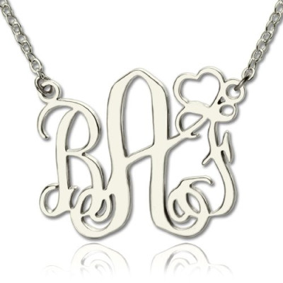Personalised Necklaces - Initial Monogram Necklace With Heart Srerling