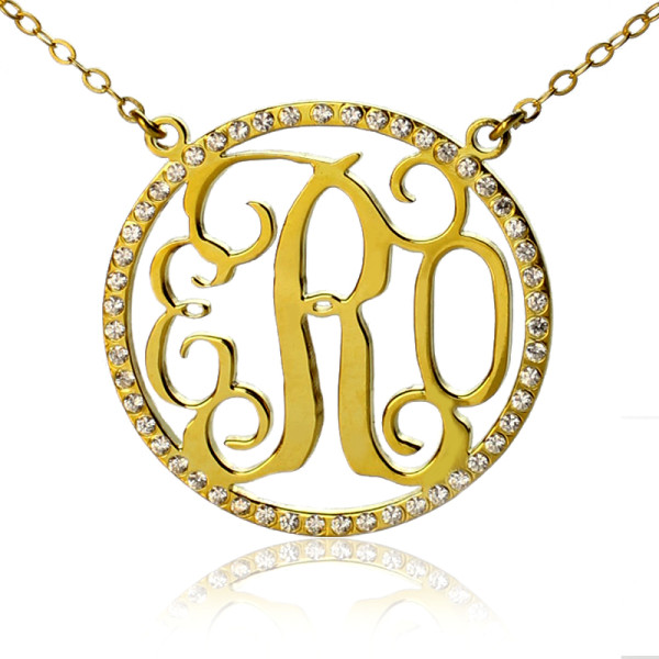 Personalised Necklaces - Circle Birthstone Monogram Necklace