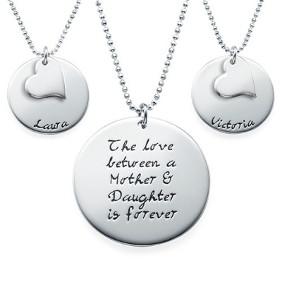 Personalised Necklaces - Mother Daughter Gift Set of Three Engraved Necklaces