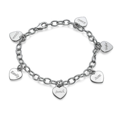 Mum Charm Personalised Bracelet with Hearts
