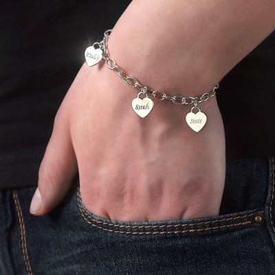 Mum Charm Personalised Bracelet with Hearts