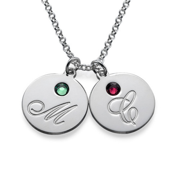 Personalised Necklaces - Multiple Initial Pendant Necklace with Birthstones