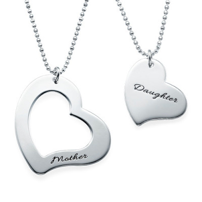 Personalised Necklaces - Mum is My Heart Mother Daughter Necklaces