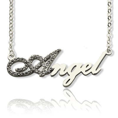 Name Necklace - Script -Initial Full Birthstone