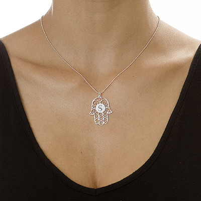Personalised Necklaces - Initial Hamsa Necklace