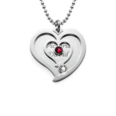 Heart Necklace - Couples Birthstone