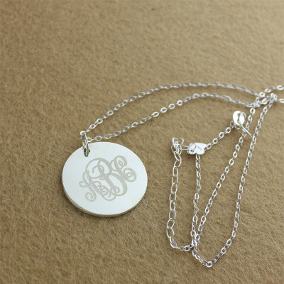 Personalised Necklaces - Engraved Disc Monogram Necklace