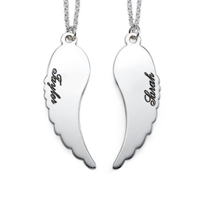 Personalised Necklaces - Set of Two Angel Wings Necklace