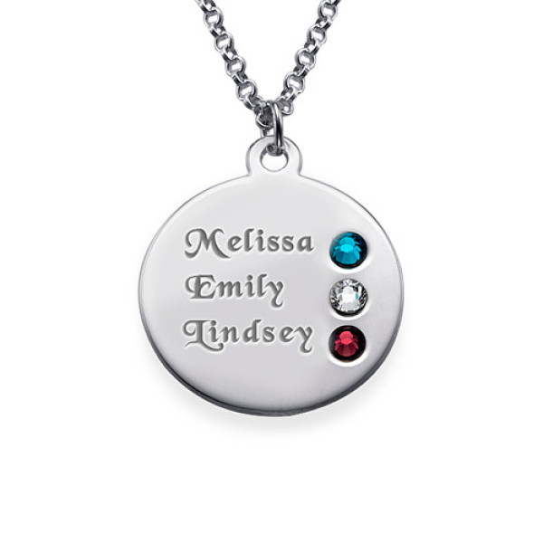 Personalised Necklaces - Birthstone Necklace for Mum Inscriptions