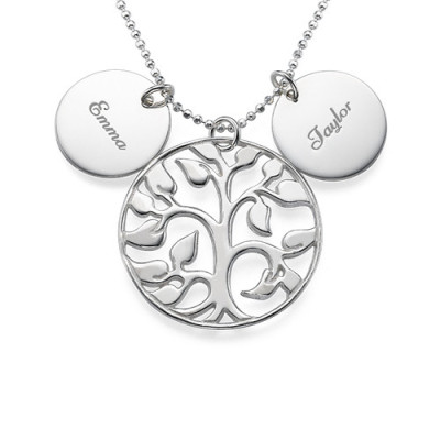 Personalised Necklaces - Engraved Disc Cut Out Family Tree Necklace