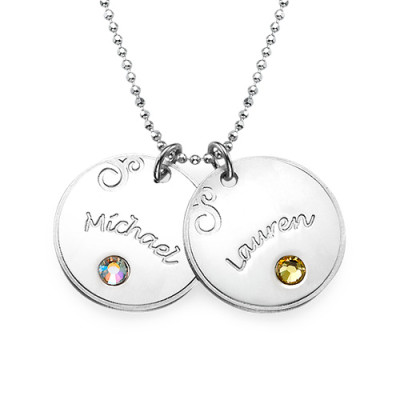 Personalised Necklaces - Engraved Necklace with Birthstone