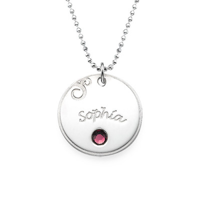 Personalised Necklaces - Engraved Necklace with Birthstone