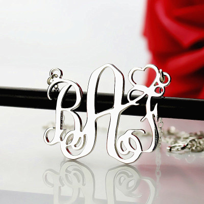 Personalised Necklaces - Initial Monogram Necklace With Heart Srerling