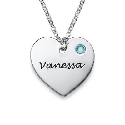 Heart Necklace - Swarovski with Engraving