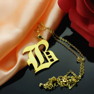 Name Necklace - Old English Style Single Initial