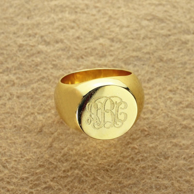 Engraved Circle Monogram Signet Ring