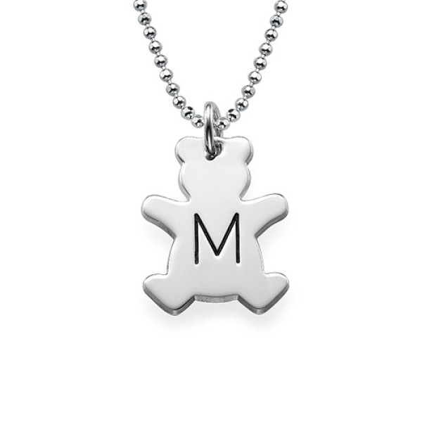 Personalised Necklaces - Teddy Bear Necklace with Initial