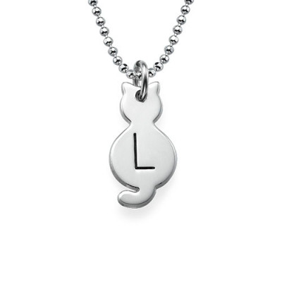 Personalised Necklaces - Tiny Cat Necklace with Initial
