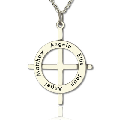 Personalised Necklaces - Latin Style Circle Cross Necklace with Any Names