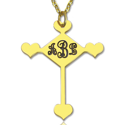 Personalised Necklaces - Engraved Cross Monogram Necklace