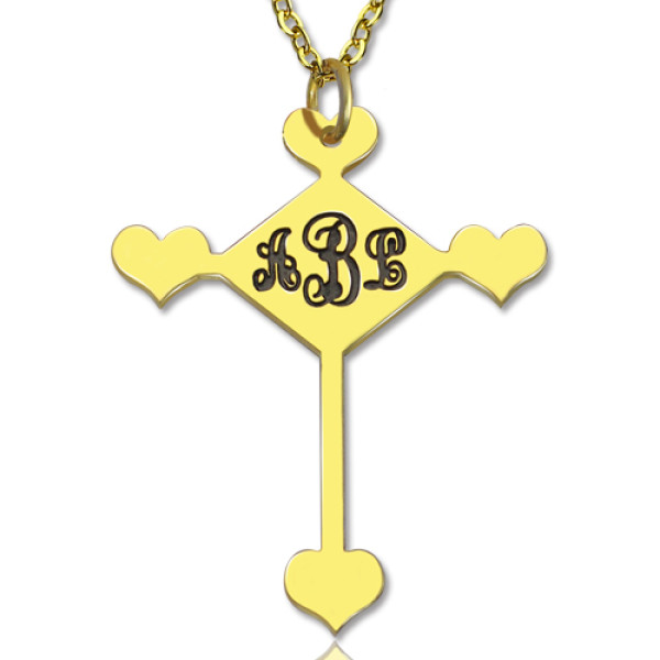 Personalised Necklaces - Engraved Cross Monogram Necklace