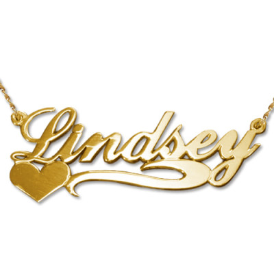 Name Necklace - Side Heart