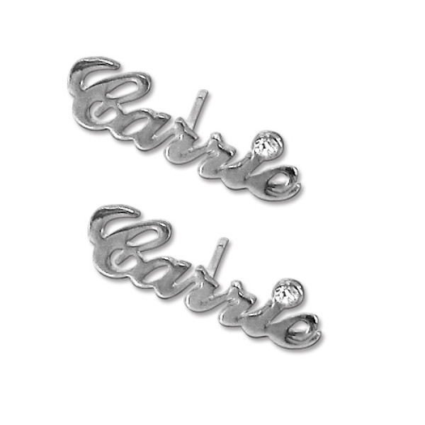 Name Stud Earring with Crystal