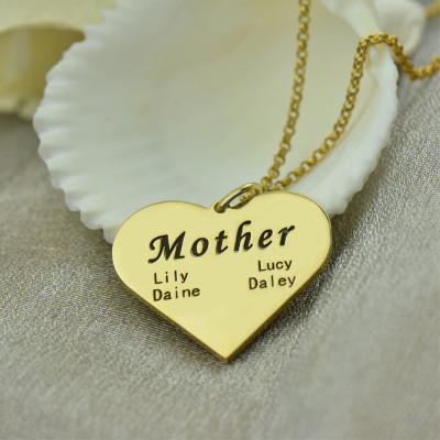 Personalised Necklaces - Mother Heart Family Names Necklace