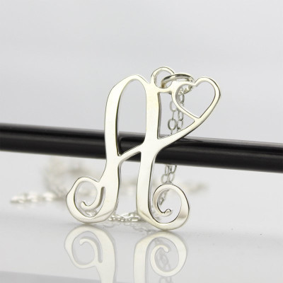 Heart Necklace - One Initial Monogram