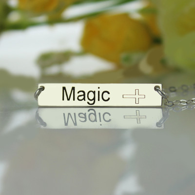 Personalised Necklaces - Nameplate Bar Necklace with Icons