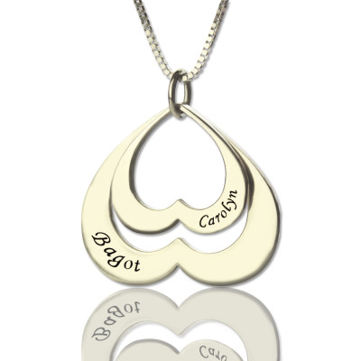 Double Heart Pendant With Names For Her