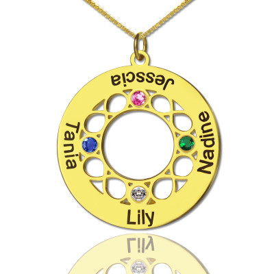 Personalised Necklaces - Infinity Birthstone Family Names Necklace