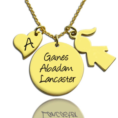 Family Names Pendant For Mother With Kids Charm In