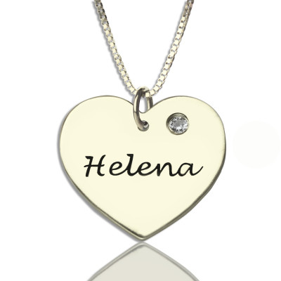 Name Necklace - Simple Heart with Birthstone