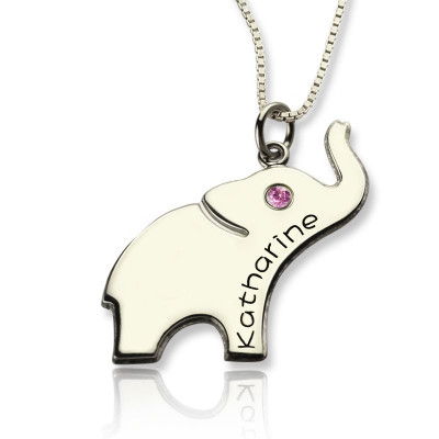 Personalised Necklaces - Good Luck Gifts Elephant Necklace Engraved Name