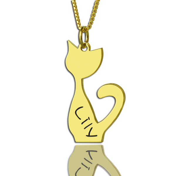 Personalised Necklaces - Cat Name Pendant Necklace Over