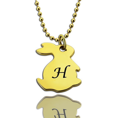 Personalised Necklaces - Tiny Rabbit Initial Charm Necklace