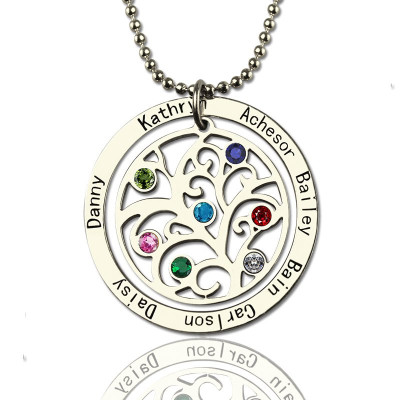 Name Necklace - Family Tree Birthstone