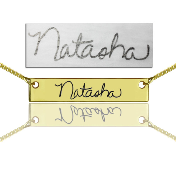 Personalised Necklaces - Necklace Signature Bar Necklace Handwritring