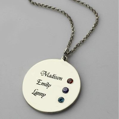 Personalised Necklaces - Grandmas Disc Birthstone Necklace