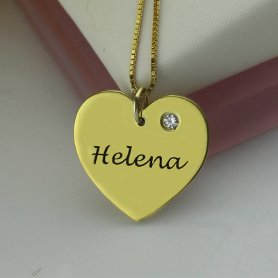 Heart Necklace - Simple with Name Birhtstone