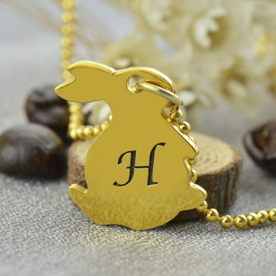 Personalised Necklaces - Tiny Rabbit Initial Charm Necklace