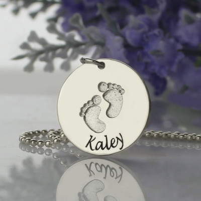 Name Necklace - Memory Baby Footprints