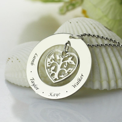 Personalised Necklaces - Heart Family Tree Necklace
